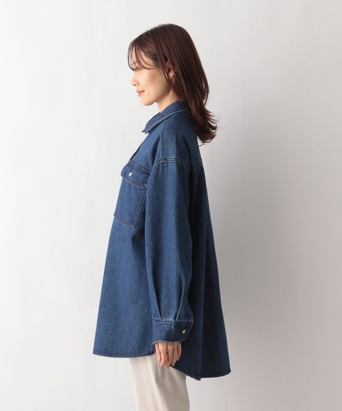 GLOBAL WORK(グローバルワーク)の「GOODデニムシャツ/987176(シャツ/ブラウス・レディース・ネイビー/ブルー/グレイッシュベージュ・FREE)」の21枚目の写真