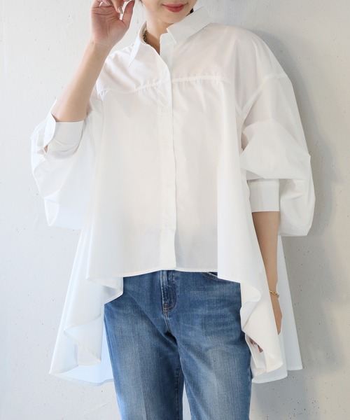 SETUP7(セットアップセブン)の「【SETUP7】classical drape blouse ドレープフレアーブラウス シャツ trc(シャツ/ブラウス・レディース・オフホワイト/ブラック・FREE)」の1枚目の写真