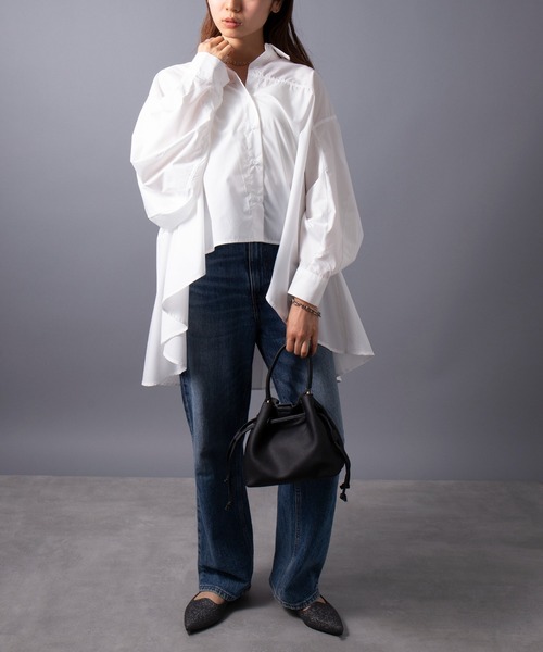 SETUP7(セットアップセブン)の「【SETUP7】classical drape blouse ドレープフレアーブラウス シャツ trc(シャツ/ブラウス・レディース・オフホワイト/ブラック・FREE)」の8枚目の写真