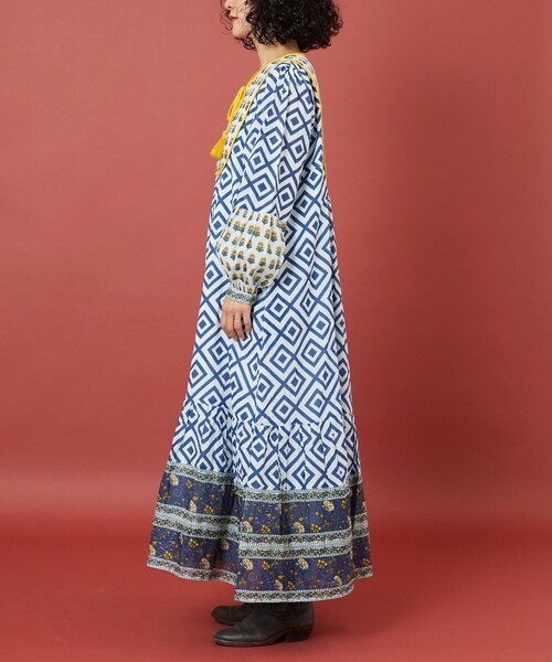 最終　9/7まで　新品タグ付き　人気　フリーダ　インド胸キルトプリントワンピース ◉新品◉freada フリーダ IND胸キルトワンピース