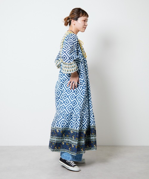 Freada/フリーダ インドキルトワンピース 極美品】Freadaフリーダ インド胸キルト ジオメトリック