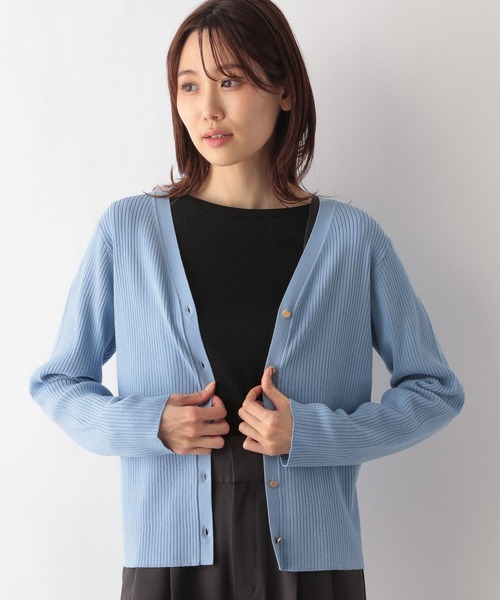 GLOBAL WORK（グローバルワーク）の「洗えるコンパクトVネックカーディガン/MATINEE LINE/991801（カーディガン/ボレロ・レディース・オフホワイト/イエロー/ブラック/ブルー・MEDIUM/LARGE）」の8枚目の写真