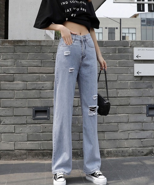 Miniministore(ミニミニストア)の「デニムパンツ ストレートパンツ 韓国風(デニムパンツ・レディース・サックスブルー・XL/S/L/M)」の1枚目の写真