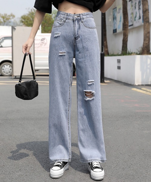 Miniministore(ミニミニストア)の「デニムパンツ ストレートパンツ 韓国風(デニムパンツ・レディース・サックスブルー・XL/S/L/M)」の6枚目の写真