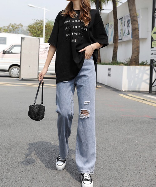 Miniministore(ミニミニストア)の「デニムパンツ ストレートパンツ 韓国風(デニムパンツ・レディース・サックスブルー・XL/S/L/M)」の7枚目の写真