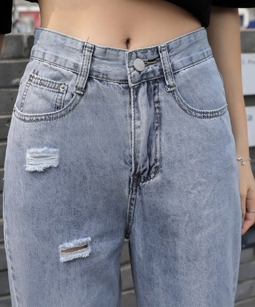 Miniministore(ミニミニストア)の「デニムパンツ ストレートパンツ 韓国風(デニムパンツ・レディース・サックスブルー・XL/S/L/M)」の2枚目の写真