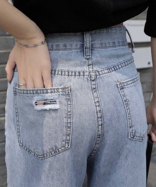 Miniministore(ミニミニストア)の「デニムパンツ ストレートパンツ 韓国風(デニムパンツ・レディース・サックスブルー・XL/S/L/M)」の3枚目の写真