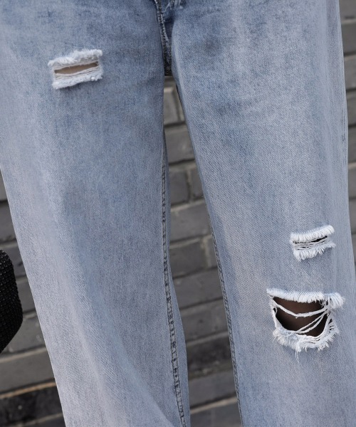 Miniministore(ミニミニストア)の「デニムパンツ ストレートパンツ 韓国風(デニムパンツ・レディース・サックスブルー・XL/S/L/M)」の4枚目の写真