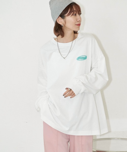 Auntie Rosa Holiday（アンティローザホリデー）の「ネオンロゴプリントロンT（Tシャツ/カットソー・レディース・ネイビー/ナチュラル/オフホワイト・FREE）」の16枚目の写真