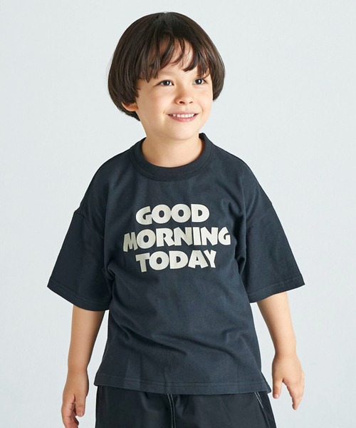 FOV(フォブ)の「フォブ GOODMORNING Tシャツ(Tシャツ/カットソー・キッズ・グレイッシュベージュ/ブラック/ベージュ系その他・M/L/XL/S)」の1枚目の写真