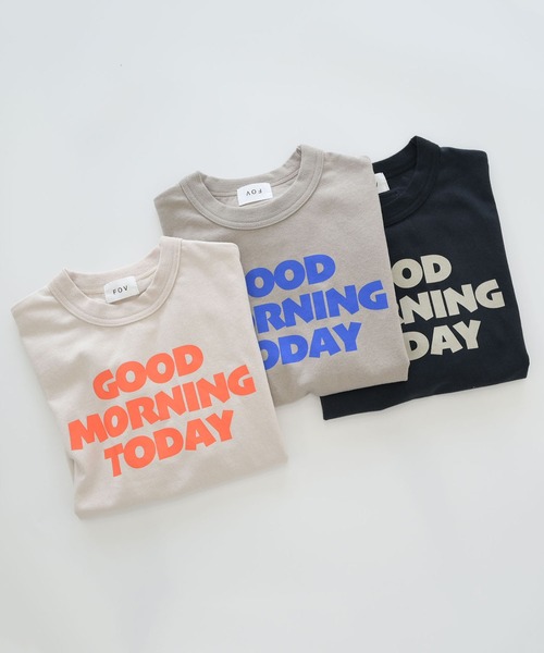 FOV(フォブ)の「フォブ GOODMORNING Tシャツ(Tシャツ/カットソー・キッズ・グレイッシュベージュ/ブラック/ベージュ系その他・M/L/XL/S)」の7枚目の写真