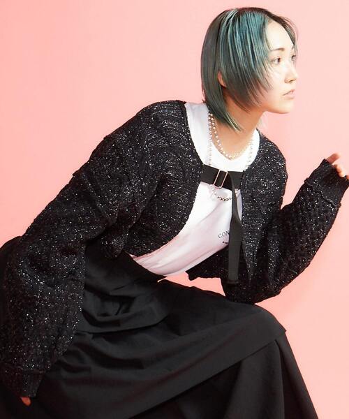 CONVERSE TOKYO(コンバーストウキョウ)の「GLITTER KNIT BOLERO(カーディガン/ボレロ・レディース・キナリ/ブラック・FREE)」の2枚目の写真
