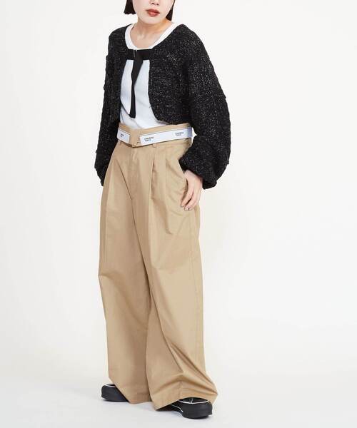 CONVERSE TOKYO(コンバーストウキョウ)の「GLITTER KNIT BOLERO(カーディガン/ボレロ・レディース・キナリ/ブラック・FREE)」の6枚目の写真