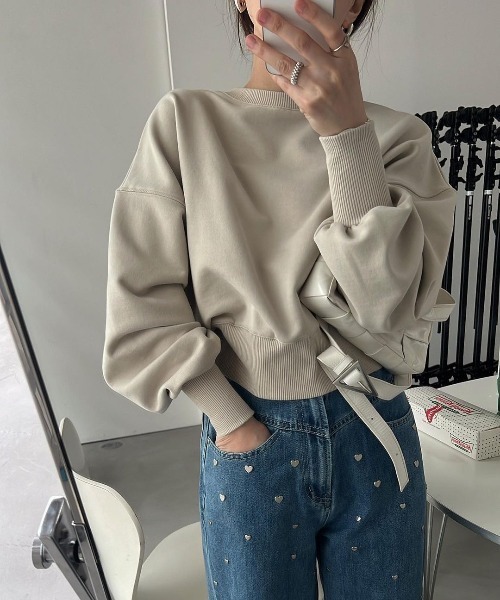 トレーナー+スウェット new short cropped 2way sweat WILLFULLY（ウィルフリー）の「short cropped 2way lightweight