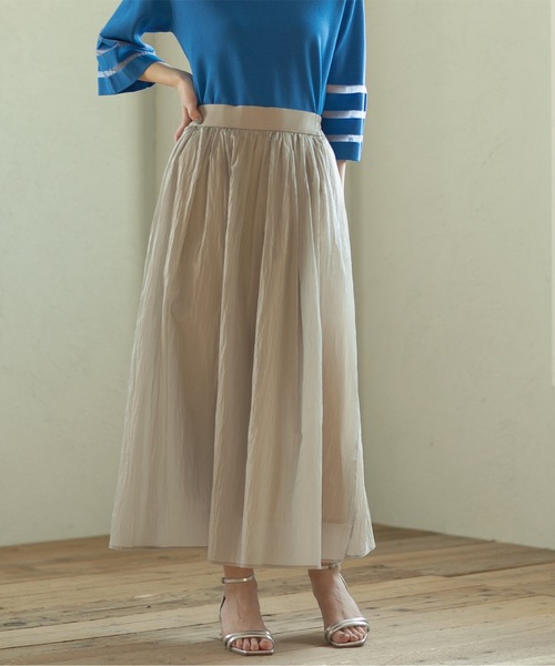 OPAQUE.CLIP（オペークドットクリップ）の「◆≪S-LLsize≫シアーヴィンテージフレアスカート【洗濯機洗い可】（スカート・レディース・オレンジ系/ブルー系その他/ナチュラル/チャコールグレー・36/38/40/42）」の3枚目の写真