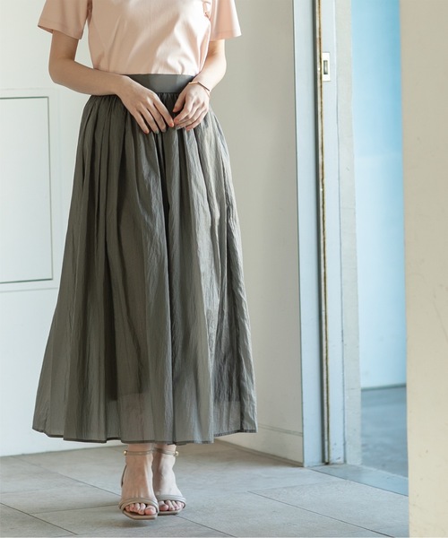 OPAQUE.CLIP（オペークドットクリップ）の「◆≪S-LLsize≫シアーヴィンテージフレアスカート【洗濯機洗い可】（スカート・レディース・オレンジ系/ブルー系その他/ナチュラル/チャコールグレー・36/38/40/42）」の5枚目の写真