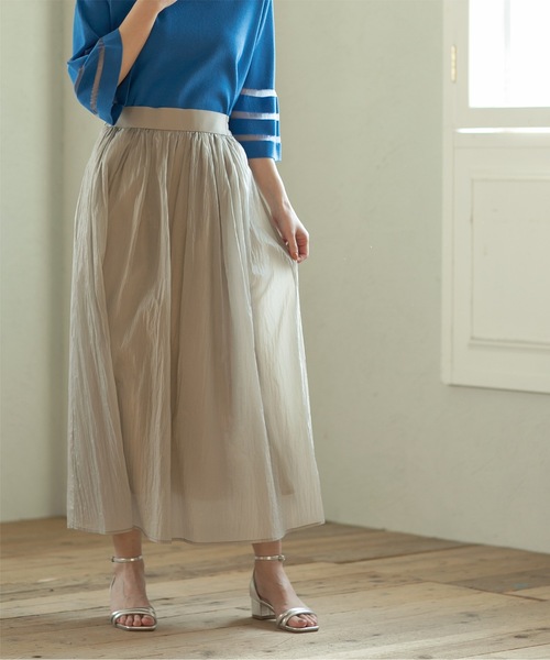 OPAQUE.CLIP（オペークドットクリップ）の「◆≪S-LLsize≫シアーヴィンテージフレアスカート【洗濯機洗い可】（スカート・レディース・オレンジ系/ブルー系その他/ナチュラル/チャコールグレー・36/38/40/42）」の11枚目の写真