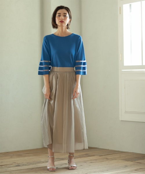 OPAQUE.CLIP（オペークドットクリップ）の「◆≪S-LLsize≫シアーヴィンテージフレアスカート【洗濯機洗い可】（スカート・レディース・オレンジ系/ブルー系その他/ナチュラル/チャコールグレー・36/38/40/42）」の12枚目の写真