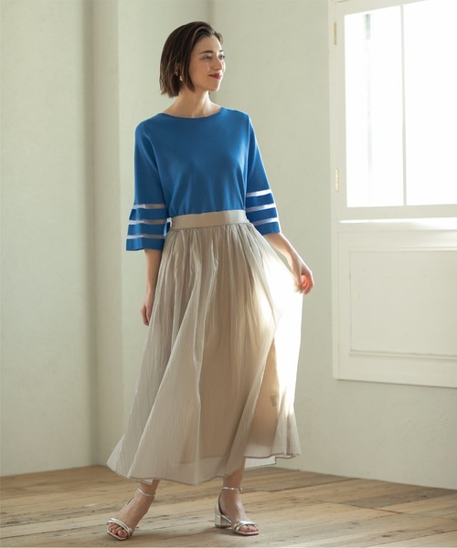 OPAQUE.CLIP（オペークドットクリップ）の「◆≪S-LLsize≫シアーヴィンテージフレアスカート【洗濯機洗い可】（スカート・レディース・オレンジ系/ブルー系その他/ナチュラル/チャコールグレー・36/38/40/42）」の13枚目の写真