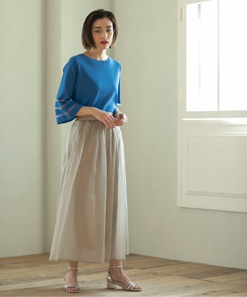 OPAQUE.CLIP（オペークドットクリップ）の「◆≪S-LLsize≫シアーヴィンテージフレアスカート【洗濯機洗い可】（スカート・レディース・オレンジ系/ブルー系その他/ナチュラル/チャコールグレー・36/38/40/42）」の14枚目の写真