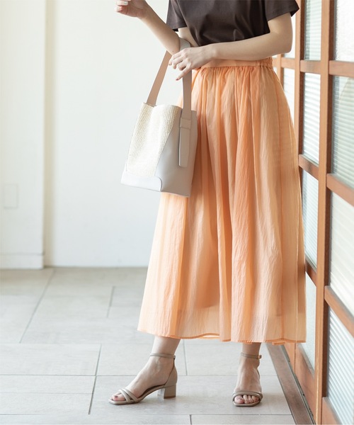 OPAQUE.CLIP（オペークドットクリップ）の「◆≪S-LLsize≫シアーヴィンテージフレアスカート【洗濯機洗い可】（スカート・レディース・オレンジ系/ブルー系その他/ナチュラル/チャコールグレー・36/38/40/42）」の17枚目の写真