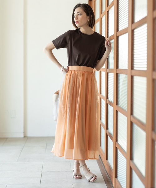 OPAQUE.CLIP（オペークドットクリップ）の「◆≪S-LLsize≫シアーヴィンテージフレアスカート【洗濯機洗い可】（スカート・レディース・オレンジ系/ブルー系その他/ナチュラル/チャコールグレー・36/38/40/42）」の18枚目の写真