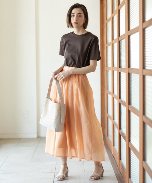 OPAQUE.CLIP（オペークドットクリップ）の「◆≪S-LLsize≫シアーヴィンテージフレアスカート【洗濯機洗い可】（スカート・レディース・オレンジ系/ブルー系その他/ナチュラル/チャコールグレー・36/38/40/42）」の21枚目の写真