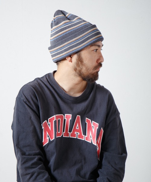 RACAL(ラカル)の「Japanese Paper Blend Multi Stripe Knit Beanie / 和紙混紡マルチボーダーニットビーニー(ニットキャップ/ビーニー・メンズ・ブラウン/グリーン/グレー/ブラック/ベージュ・FREE)」の3枚目の写真
