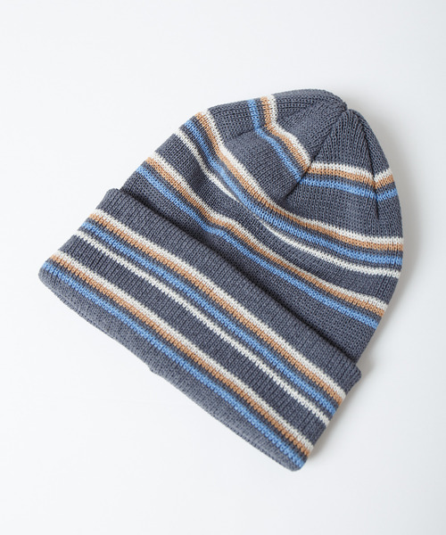 chiiiibagチーバッグ大人気Knit Beanie ニットビーニー Japanese Paper Blend Multi Stripe Knit Beanie / 和紙混紡