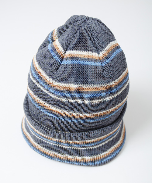 Japanese Paper Blend Multi Stripe Knit Beanie / 和紙混紡