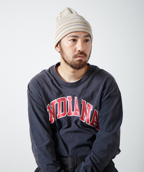 RACAL(ラカル)の「Japanese Paper Blend Multi Stripe Knit Beanie / 和紙混紡マルチボーダーニットビーニー(ニットキャップ/ビーニー・メンズ・ブラウン/グリーン/グレー/ブラック/ベージュ・FREE)」の21枚目の写真