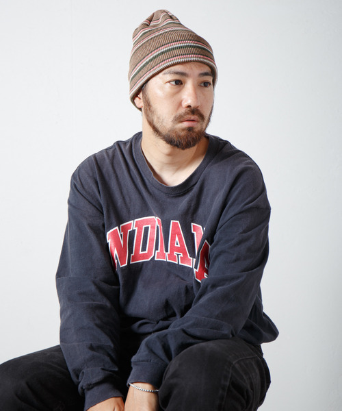 RACAL(ラカル)の「Japanese Paper Blend Multi Stripe Knit Beanie / 和紙混紡マルチボーダーニットビーニー(ニットキャップ/ビーニー・メンズ・ブラウン/グリーン/グレー/ブラック/ベージュ・FREE)」の18枚目の写真