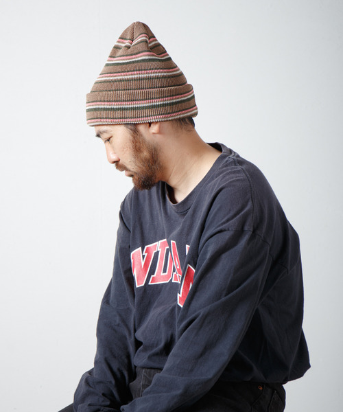RACAL(ラカル)の「Japanese Paper Blend Multi Stripe Knit Beanie / 和紙混紡マルチボーダーニットビーニー(ニットキャップ/ビーニー・メンズ・ブラウン/グリーン/グレー/ブラック/ベージュ・FREE)」の20枚目の写真