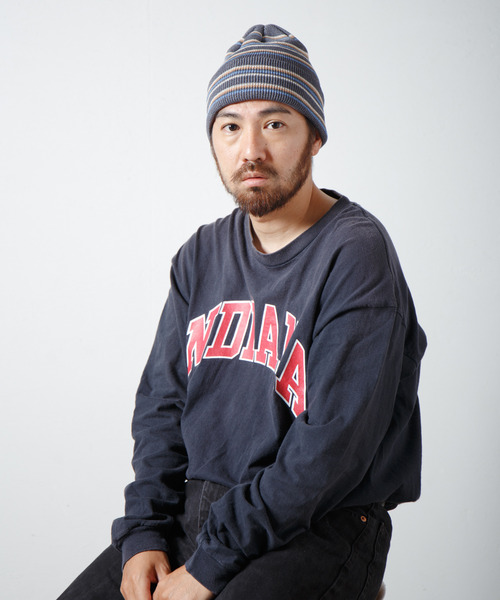RACAL(ラカル)の「Japanese Paper Blend Multi Stripe Knit Beanie / 和紙混紡マルチボーダーニットビーニー(ニットキャップ/ビーニー・メンズ・ブラウン/グリーン/グレー/ブラック/ベージュ・FREE)」の12枚目の写真