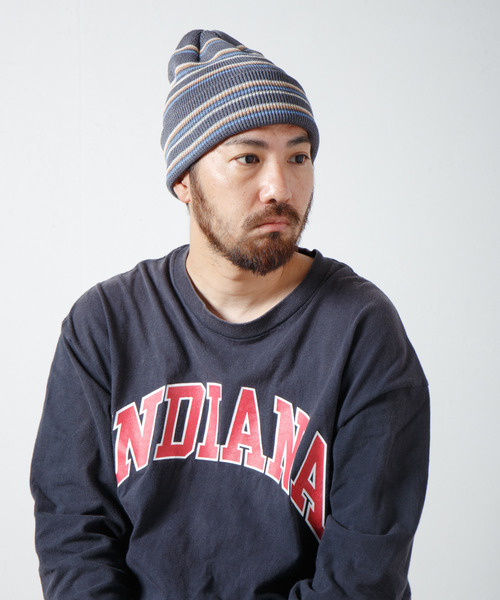 RACAL(ラカル)の「Japanese Paper Blend Multi Stripe Knit Beanie / 和紙混紡マルチボーダーニットビーニー(ニットキャップ/ビーニー・メンズ・ブラウン/グリーン/グレー/ブラック/ベージュ・FREE)」の13枚目の写真