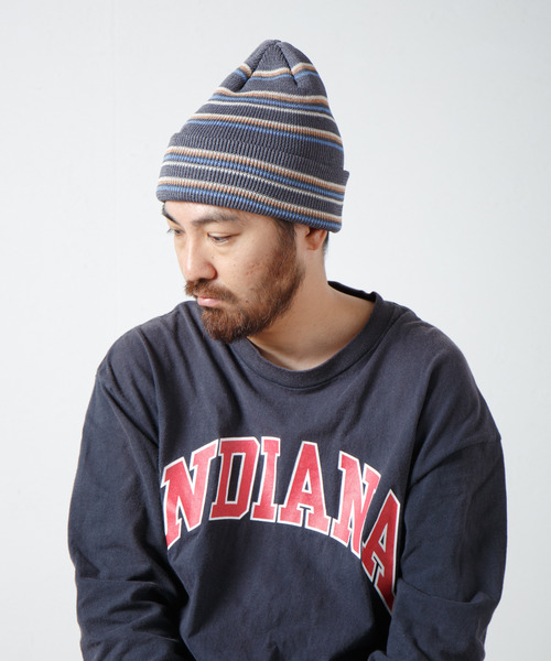 RACAL(ラカル)の「Japanese Paper Blend Multi Stripe Knit Beanie / 和紙混紡マルチボーダーニットビーニー(ニットキャップ/ビーニー・メンズ・ブラウン/グリーン/グレー/ブラック/ベージュ・FREE)」の7枚目の写真