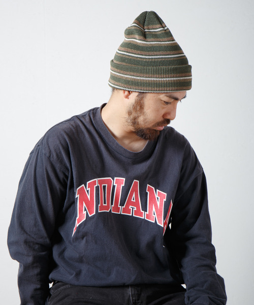 RACAL(ラカル)の「Japanese Paper Blend Multi Stripe Knit Beanie / 和紙混紡マルチボーダーニットビーニー(ニットキャップ/ビーニー・メンズ・ブラウン/グリーン/グレー/ブラック/ベージュ・FREE)」の11枚目の写真