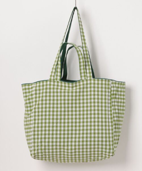 TONE SELECT GOODS（トーンセレクトグッズ）の「Liaa/大容量 リバーシブル ギンガムチェックトートバッグ A18259（トートバッグ・レディース・ベージュ/グリーン/ブラック/ピンク/イエロー・FREE）」の6枚目の写真