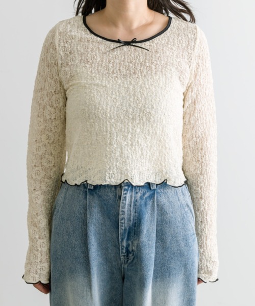 OLIVE des OLIVE(オリーブデオリーブ)の「【WEB限定カラー有】シアインナー 1041060580(Tシャツ/カットソー・レディース・オフホワイト/ブラック/アイボリー/ブラック系その他・FREE)」の5枚目の写真