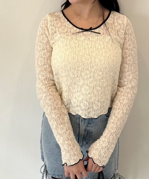 OLIVE des OLIVE(オリーブデオリーブ)の「【WEB限定カラー有】シアインナー 1041060580(Tシャツ/カットソー・レディース・オフホワイト/ブラック/アイボリー/ブラック系その他・FREE)」の15枚目の写真