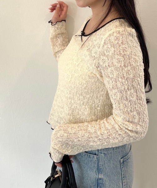 OLIVE des OLIVE(オリーブデオリーブ)の「【WEB限定カラー有】シアインナー 1041060580(Tシャツ/カットソー・レディース・オフホワイト/ブラック/アイボリー/ブラック系その他・FREE)」の16枚目の写真