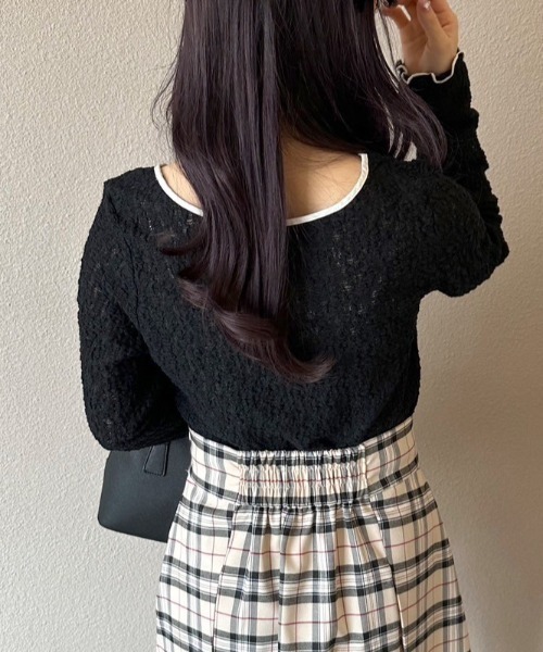 OLIVE des OLIVE(オリーブデオリーブ)の「【WEB限定カラー有】シアインナー 1041060580(Tシャツ/カットソー・レディース・オフホワイト/ブラック/アイボリー/ブラック系その他・FREE)」の19枚目の写真