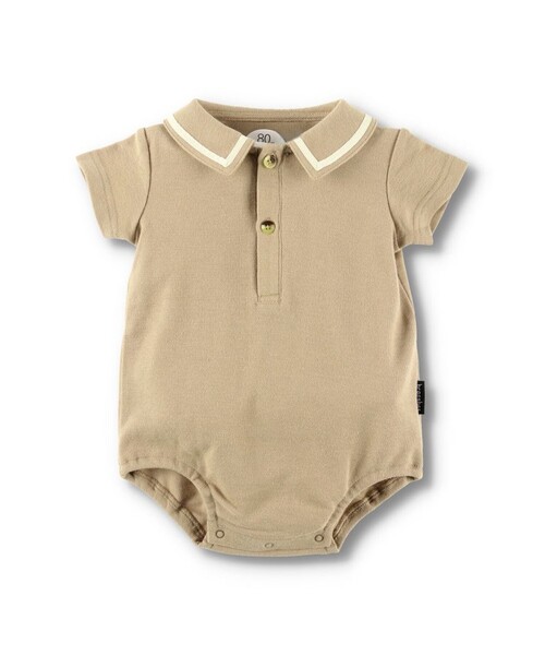 BRANSHES（ブランシェス）の「鹿の子半袖カバーオール（ロンパース・キッズ・ブラック/ベージュ・80/70）」の3枚目の写真