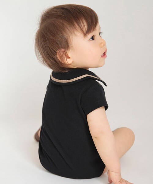 BRANSHES（ブランシェス）の「鹿の子半袖カバーオール（ロンパース・キッズ・ブラック/ベージュ・80/70）」の16枚目の写真