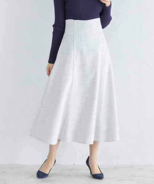 tocco closet(トッコ クローゼット)の「ツイードパイピングハイウエストスカート(スカート・レディース・ブラック/ライトグレー・M)」の2枚目の写真