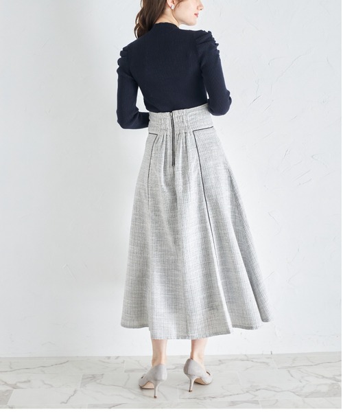 tocco closet(トッコ クローゼット)の「ツイードパイピングハイウエストスカート(スカート・レディース・ブラック/ライトグレー・M)」の19枚目の写真