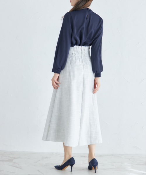 tocco closet(トッコ クローゼット)の「ツイードパイピングハイウエストスカート(スカート・レディース・ブラック/ライトグレー・M)」の6枚目の写真