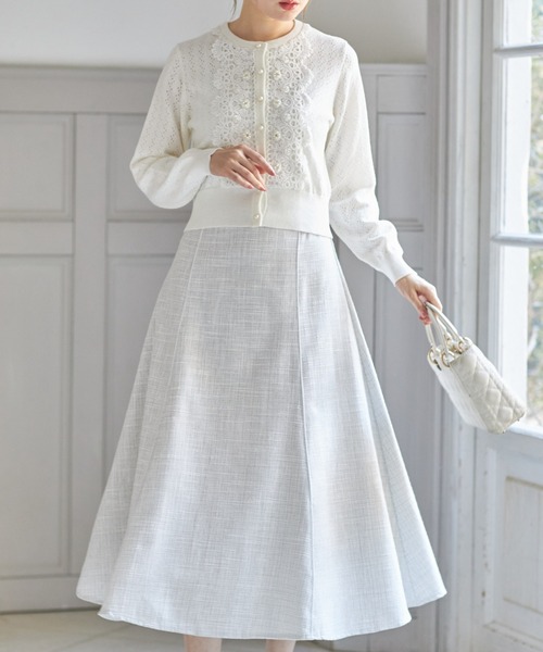tocco closet(トッコ クローゼット)の「ツイードパイピングハイウエストスカート(スカート・レディース・ブラック/ライトグレー・M)」の9枚目の写真