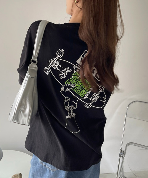 Ada.(エイダ)の「AIR WALK 半袖 バックプリント Tシャツ(Tシャツ/カットソー・レディース・ブラック/オフホワイト/ピンク・M/L)」の10枚目の写真
