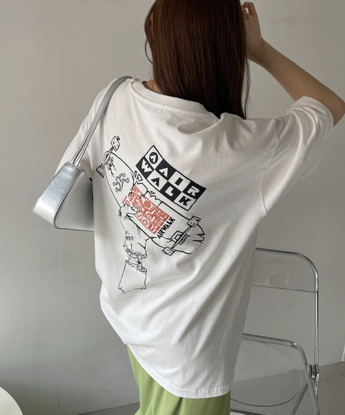 Ada.(エイダ)の「AIR WALK 半袖 バックプリント Tシャツ(Tシャツ/カットソー・レディース・ブラック/オフホワイト/ピンク・M/L)」の4枚目の写真